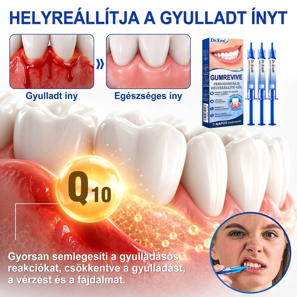 🦷 Dr.Era® GumRevive fogíny- és parodontális regeneráló gél — Célzott ápolás az ínyszélen lepedék, fogszuvasodás, fogágyproblémák, kellemetlen lehelet és meggyengült fogak esetén | Precízen alkalmazható, leöblítést nem igénylő szájápoló formula