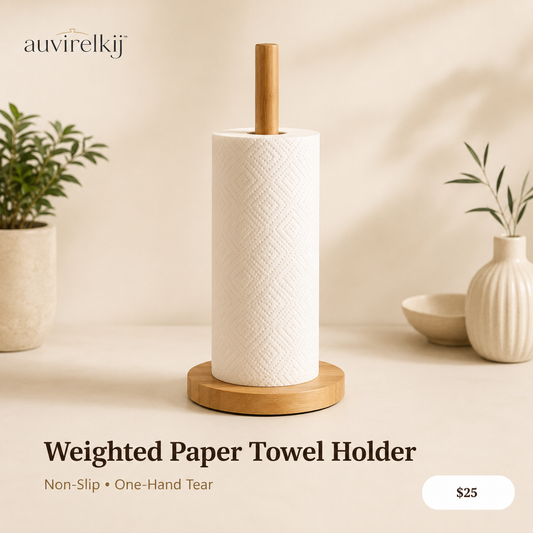 auvirelkij™ Weighted Paper Towel Holder – Non-Slip Countertop Stand with One-Hand Tear Design for Kitchen