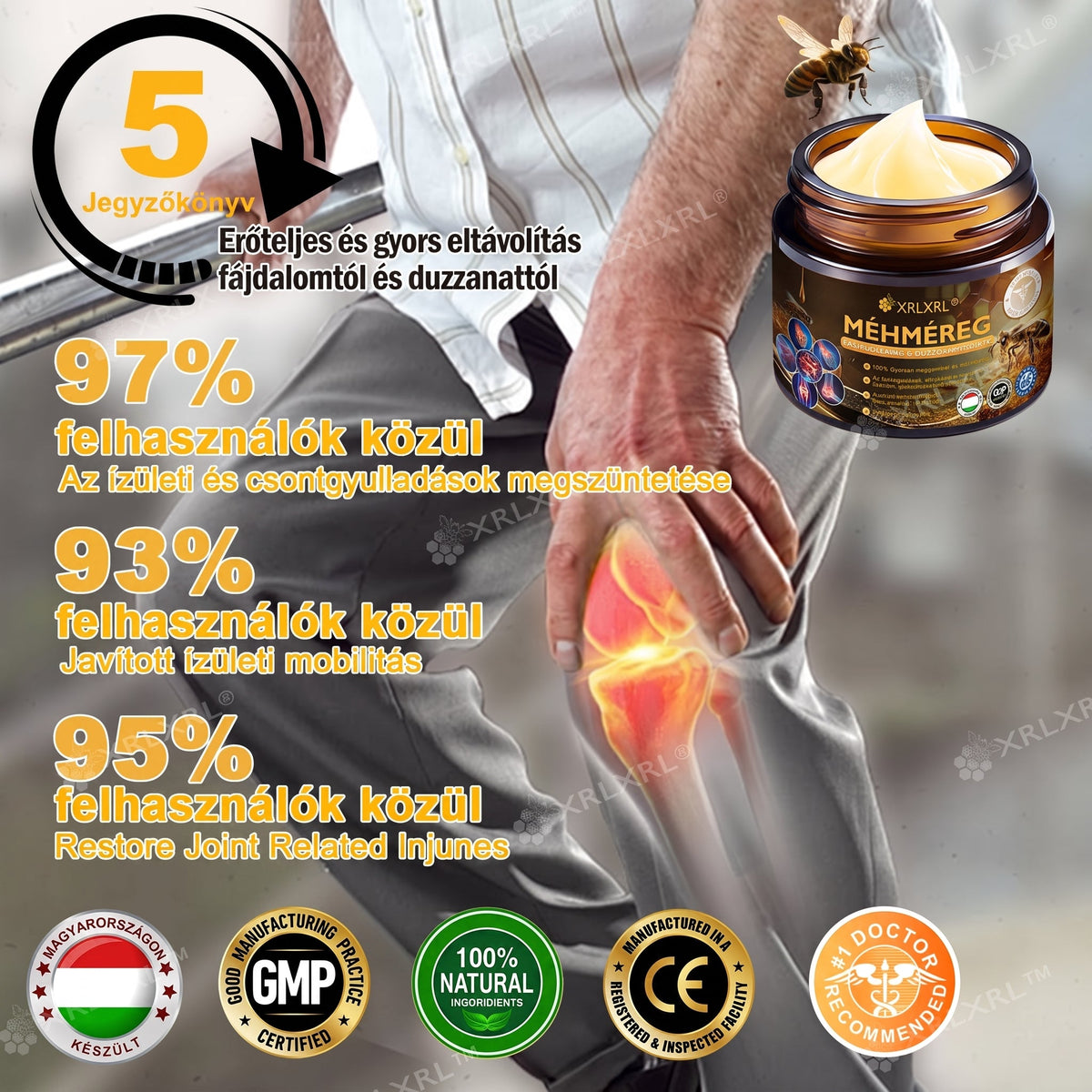 Hivatalos bolt: XRLXRL® Méhméreg Azonnali Ultra Erős Fájdalomcsillapító Krém - (👩‍⚕️👩‍⚕️Enyhíti a fájdalmat ízületi gyulladás, izomfájdalom, hátfájás, térdek, hát, vállak, csípők, csuklók, kezek esetén)